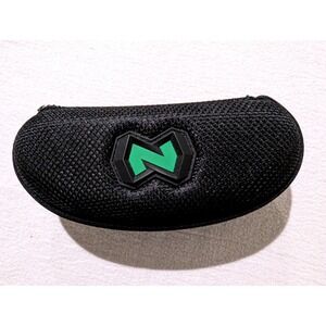 Native Eyewear Sunglasses Case Black Mesh Hard Shell Zip Closure Green Logo